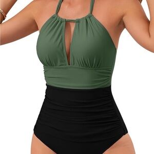 B2prity Tummy Control Bathing Suit Halter Swimwear For Big Busted Curvy Woman L